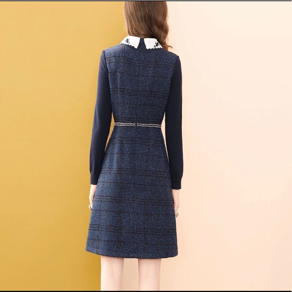 🌺 NEW Vintage French Style A-Line Wool Dress - Picture 7 of 7